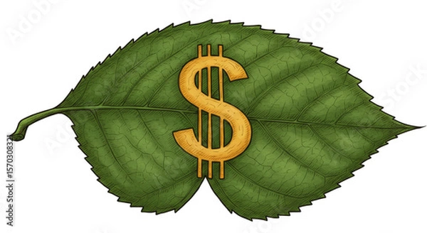 Fototapeta Dollar Symbol Leaf Illustration Finance Investment Growth Transparent