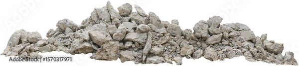 Fototapeta A large pile of rubble consisting of various sizes of broken concrete pieces, ideal for construction or recycling purposes.