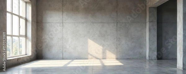 Obraz Raw concrete interior, large blank wall, unfurnished , interior design, studio, grey