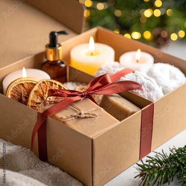 Obraz Gift box filled with spa items
