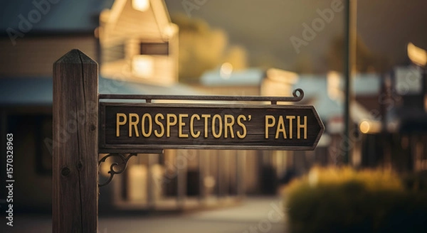 Fototapeta Prospectors' Path Signage Directs Visitors In An Authentic Western Townscape