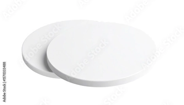 Fototapeta Two White Circular Objects Overlapping On Transparent Background Modern Geometric Design Isolated Transparent Background