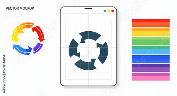 Fototapeta Recycling Arrows On Digital Tablet And Gradient Colored Bar Illustration