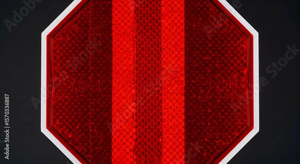 Fototapeta Reflective Red Octagon Sign For Caution Symbol And Important Information Message