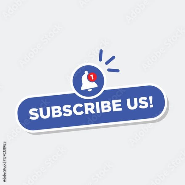 Obraz Subscribe us sticker button label badge flag sign symbol