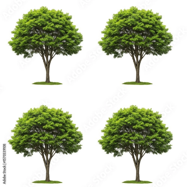Fototapeta Green Trees Isolated Transparent Background Lush Foliage Environment