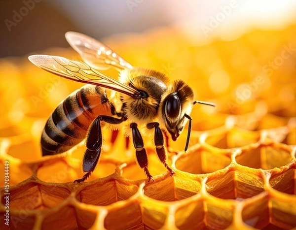 Fototapeta Honeybee on honeycomb (1)