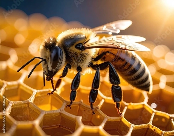 Fototapeta Honeybee on honeycomb (3)