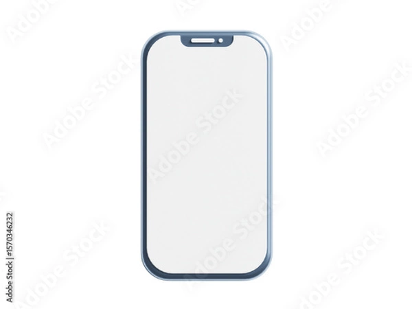 Fototapeta White mobile phone with a blank screen isolated, a smart device for communication and technology display