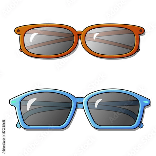 Fototapeta Vector Illustration of Two Pairs of Sunglasses in Cartoon Style