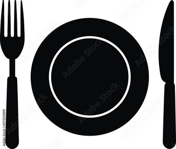 Obraz Kitchen utensil vector - Fork, knife, and dish minimalist design, EPS JPEG PNG