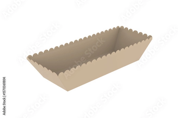 Obraz Kraft Paper Food Tray Mockup Isolated On White Background. 3d illustration