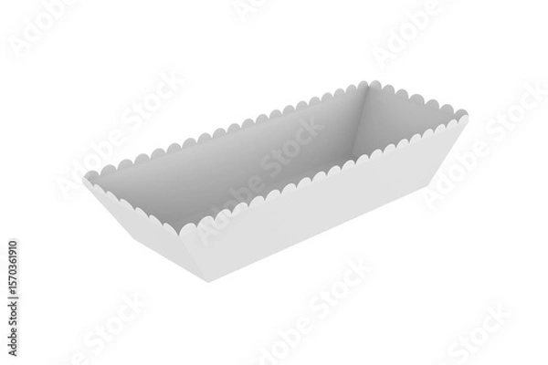 Obraz Kraft Paper Food Tray Mockup Isolated On White Background. 3d illustration