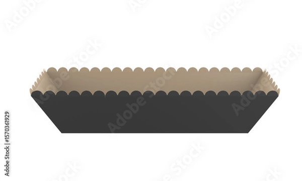 Obraz Kraft Paper Food Tray Mockup Isolated On White Background. 3d illustration