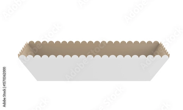 Obraz Kraft Paper Food Tray Mockup Isolated On White Background. 3d illustration