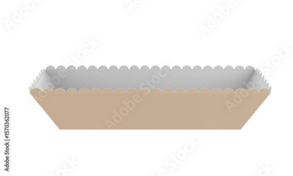Obraz Kraft Paper Food Tray Mockup Isolated On White Background. 3d illustration