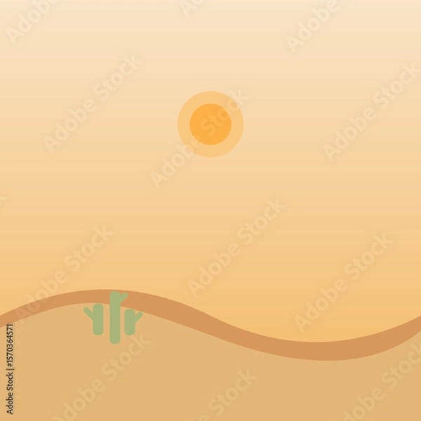 Fototapeta Minimalist Desertcore Cactus with Sunset in Sand Dunes