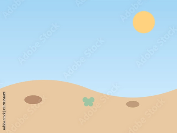 Fototapeta Succulent and Rocks under Bright Gradient Sky in Desertcore Style