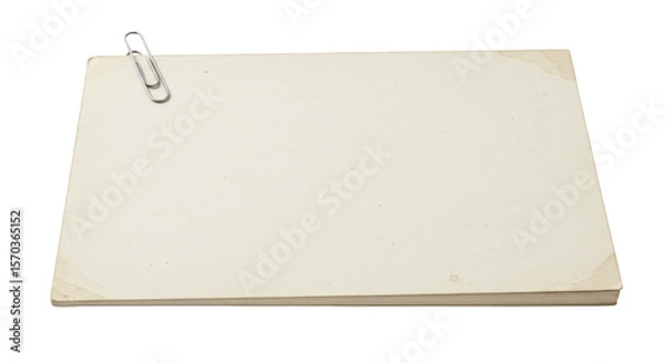 Fototapeta White Notepad with Paperclip Mockup Isolated Background