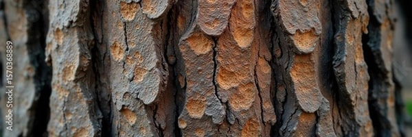 Fototapeta Intricate Tree Bark Texture Close-up revealing natural variations in color and shade, showcasing the raw beauty of natures design. Ideal as a background or texture for design projects.