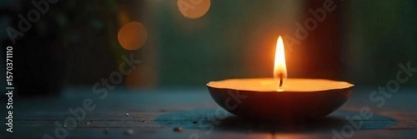Fototapeta Serene Candlelight Flickering Flame in a Peaceful Space, Perfect for Meditation and Relaxation