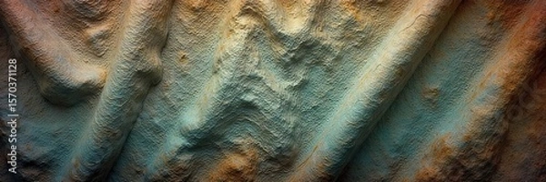 Fototapeta Vintage Fabric Texture Deep Wrinkles and Faded Colors Tell a Story of Time and History.  A Rustic Textile Close-Up Evoking Nostalgia and a Bygone Era.