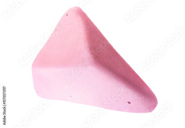 Fototapeta Pink textured climbing volume with geometric design, isolated on white background. Used for indoor bouldering and training on climbing walls.
