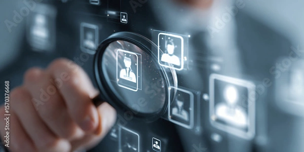 Fototapeta Hr, HRM, Human resources management concept. Check resume, Screening employee information, job applicants, Employees must complete the online survey form, answer the test questions.