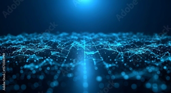 Fototapeta  Abstract Technology Background Dark Blue Surface with Glowing Interconnected Points 