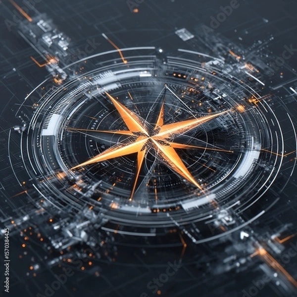 Fototapeta Abstract Hi-Tech Compass Rose with Futuristic Elements