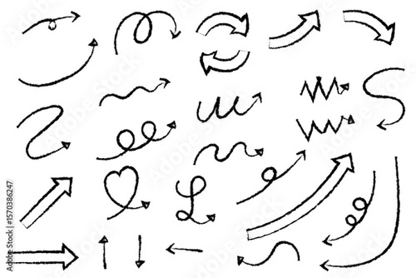Obraz シンプルな手書きの矢印のバリエーションセット