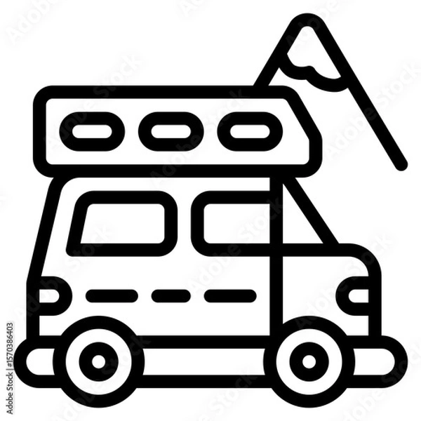 Fototapeta campervan adventure outline icon and illustration