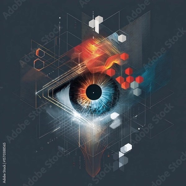 Fototapeta Eye with Abstract Technology and Futuristic Design