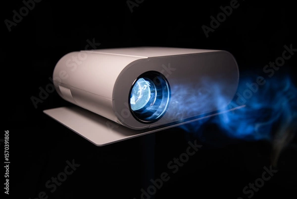 Fototapeta White Projector with Blue Light Beam