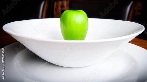 Obraz Macro shot of an artistic dish styled to resemble bacteria or virus cells, plated with fine-dining elegance on a minimalist table in soft lighting.