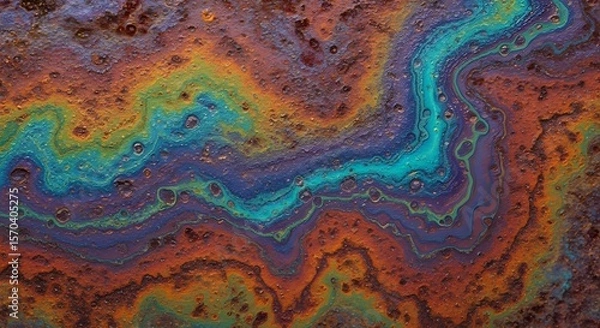 Fototapeta Macro Rust Texture on Corroded Steel with Cosmic Colours