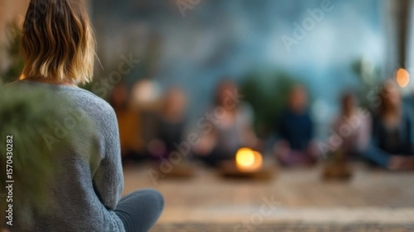 Obraz Group Meditation Around a Fire