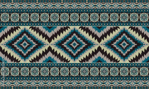 Fototapeta American tribal ethnic native pattern.Traditional Navajo,Aztec,Apache,Southwest and Mexican style fabric pattern.Abstract vector motifs pattern.For fabric,clothing,blanket,carpet,woven,wrap,decoration