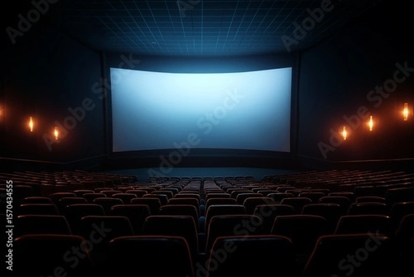 Fototapeta cinema with blank screen by generative ai
