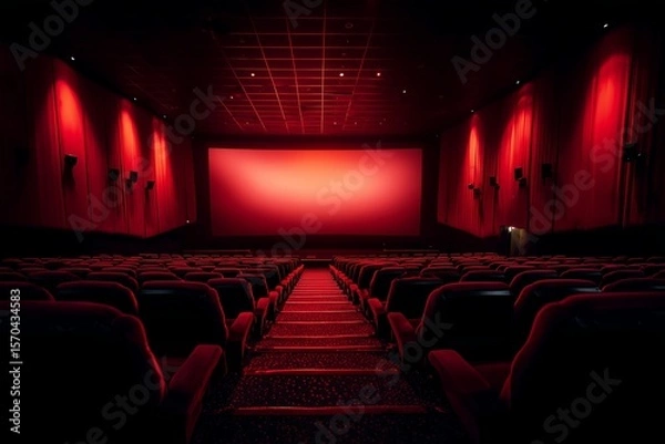 Fototapeta cinema with blank screen by generative ai