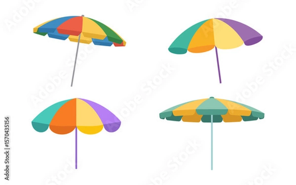 Fototapeta Set of Colorful Beach Umbrellas