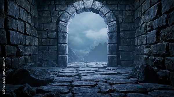 Obraz Timewarped dungeon where past and present collide, with ghostly echoes of adventurers trapped in loops of time