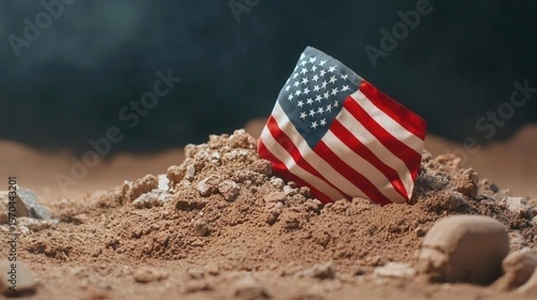 Obraz American flag draped over a military grave, honoring fallen heroes on Veterans Day