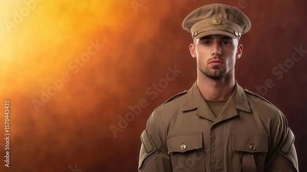 Obraz Marine in uniform at ceremony, standing tall in honor of fellow soldiers