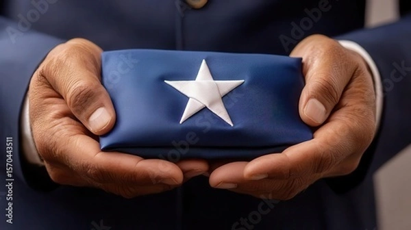 Obraz Military officer presenting a folded flag to family, honoring lost loved ones