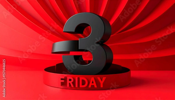 Fototapeta Anticipating a Friday the 3rd event with a bold number on display against a vibrant swirling red