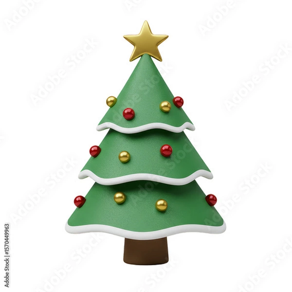 Obraz 3D Christmas Tree Ornament Holiday Decoration Isolated Background