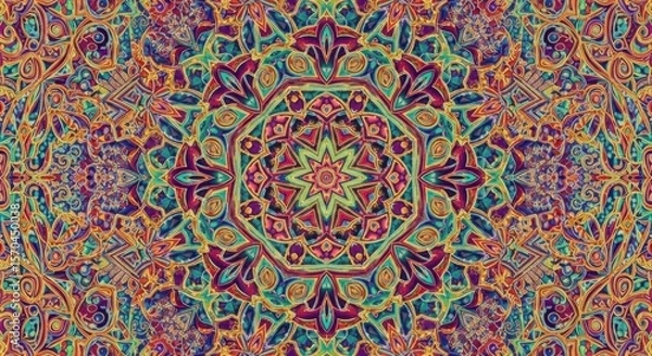 Fototapeta Psychedelic Mandala Art with Intricate Geometric Patterns and Vibrant Colors
