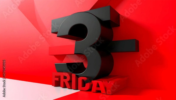 Fototapeta Prepare for bad luck with Friday the 13th rendered in bold ominous black set against vivid red and