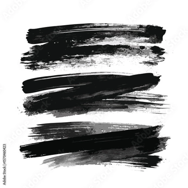 Fototapeta Black ink brush strokes abstract design calligraphy